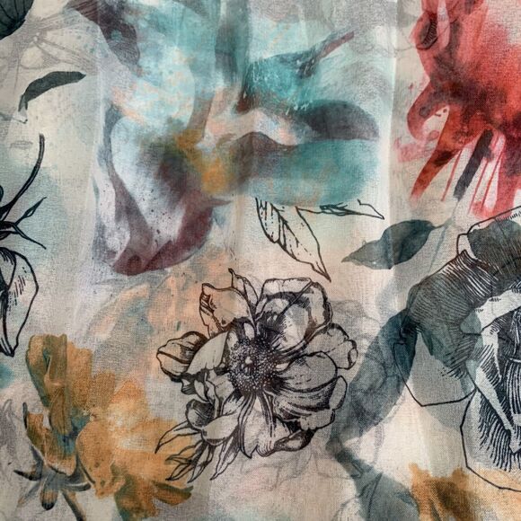 Floral Neck Scarf Women's Multicolor Artsy Floral Sheer Colorful Necktie Italy - Picture 2 of 8